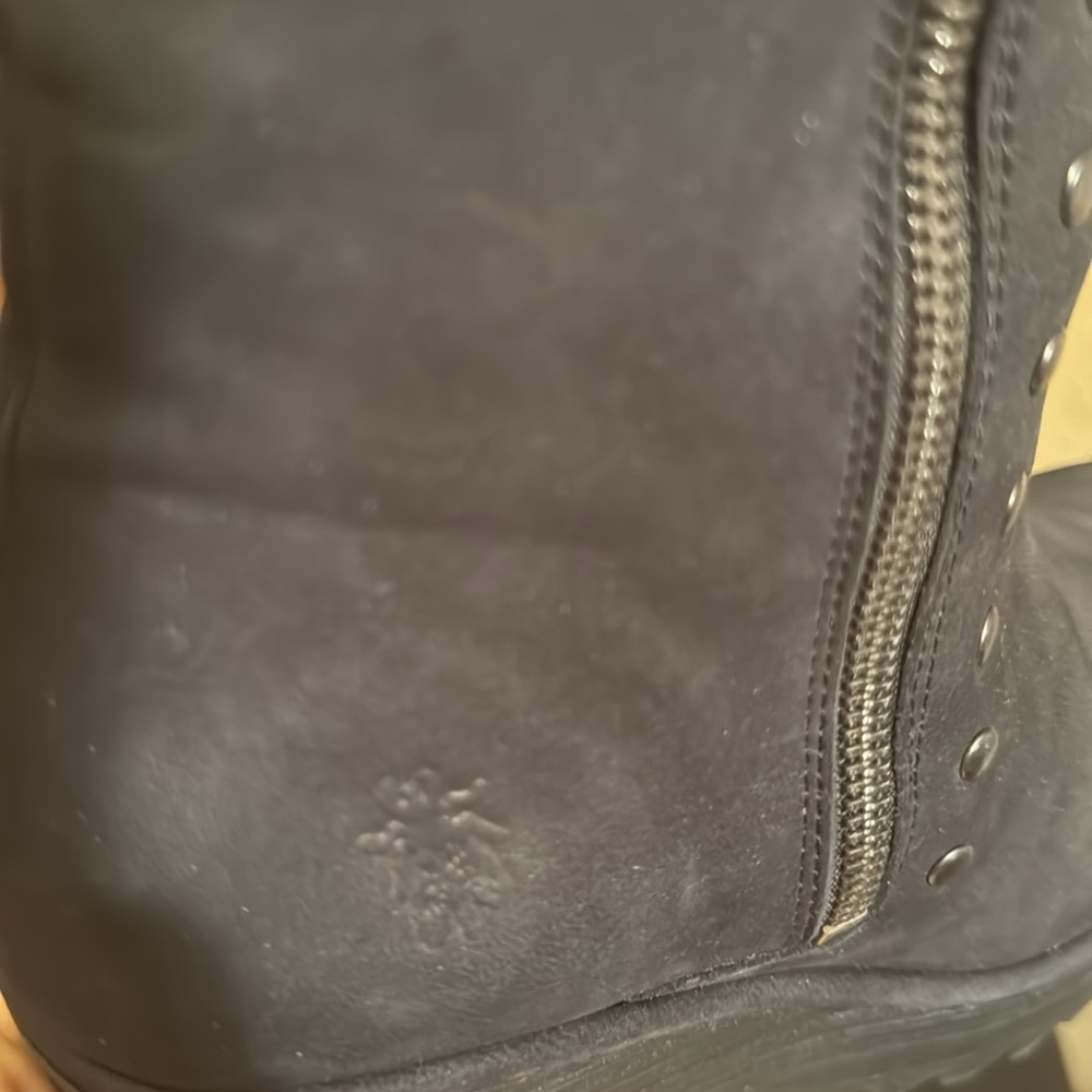 FLY London Nubuck Suede Leather Zip Mid Boots Yemi Black EU 40 / US 9.5 LIKE NEW - Picture 4 of 11